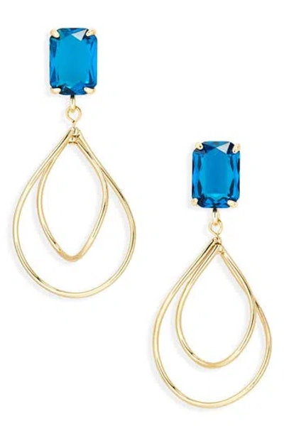 Eye Candy Los Angeles Blue Crystal Drop Earrings In Gold