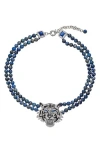 Eye Candy Los Angeles Blue Lapis Tiger Pendant Necklace In Blue