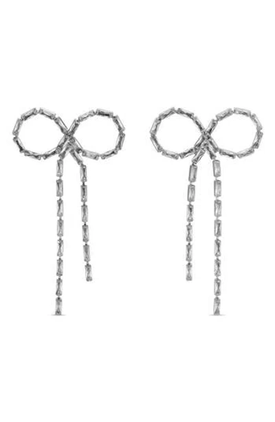 Eye Candy Los Angeles Bowy Cubic Zirconia Drop Earrings In Silver