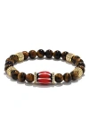 Eye Candy Los Angeles Bradley Pavé Beaded Stretch Bracelet In Brown