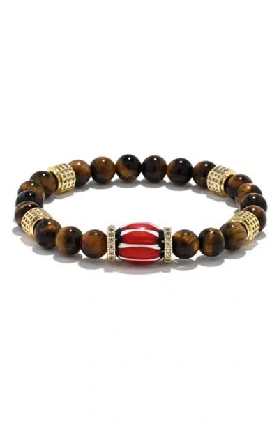 Eye Candy Los Angeles Bradley Pavé Beaded Stretch Bracelet In Brown