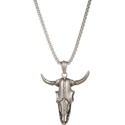 Eye Candy Los Angeles Bull Head Pendant Necklace In Silver
