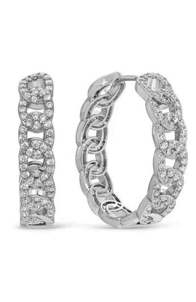 Eye Candy Los Angeles Calista Cubic Zirconia Cuban Link Hoop Earrings In Metallic