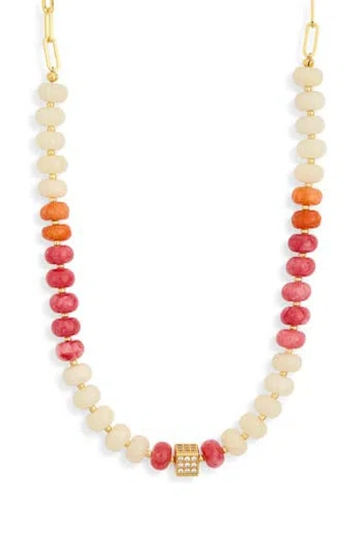 Eye Candy Los Angeles Calla Beaded Frontal Necklace In Gold