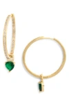 Eye Candy Los Angeles Callie Cubic Zirconia Heart Drop Hoop Earrings In Gold