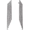 Eye Candy Los Angeles Camille Crystal Fringe Drop Earrings In Silver