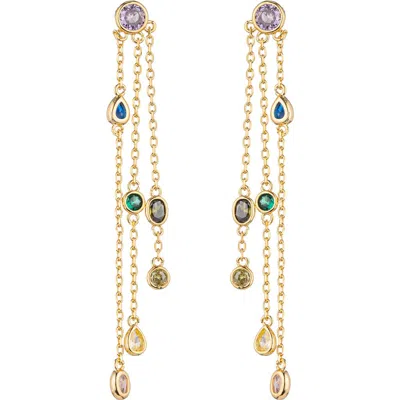 Eye Candy Los Angeles Cascade Pastel Rainbow Drop Earrings In Gold