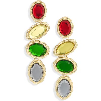 Eye Candy Los Angeles Celeste Butterfly & Flower Link Drop Earrings In Gold