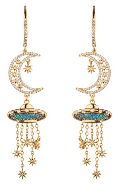 Eye Candy Los Angeles Celestial Moon Drop Earrings In Gold