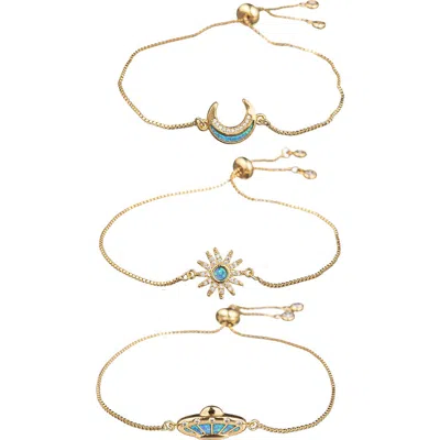 Eye Candy Los Angeles Celestial Set Of 3 Bracelets In Gold