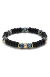 Eye Candy Los Angeles Charlie Pavé Beaded Stretch Bracelet In Black