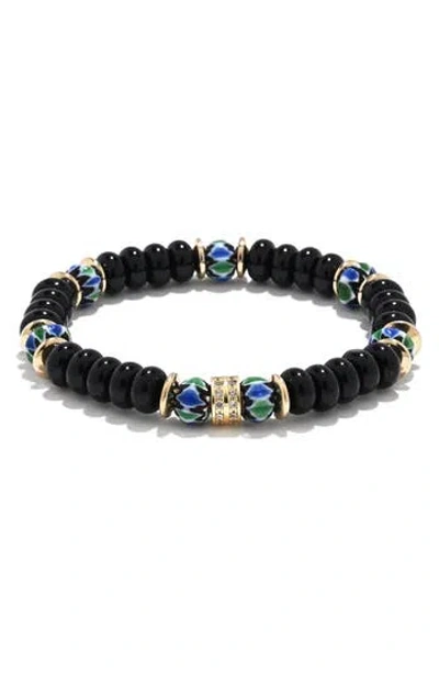 Eye Candy Los Angeles Charlie Pavé Beaded Stretch Bracelet In Black