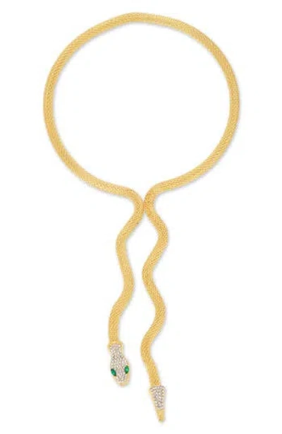 Eye Candy Los Angeles Christine Cz Snake Statement Necklace In Gold