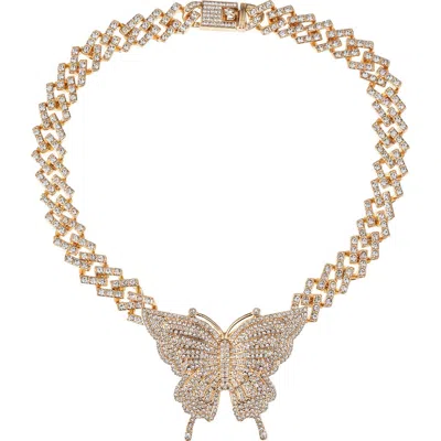 Eye Candy Los Angeles Ciana Butterfly Cuban Necklace In Gold