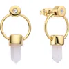 Eye Candy Los Angeles Clear Quartz Frontal Hoop Earrings