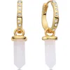 Eye Candy Los Angeles Clear Quartz Huggie Hoop Earrings