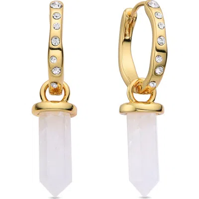 Eye Candy Los Angeles Clear Quartz Huggie Hoop Earrings