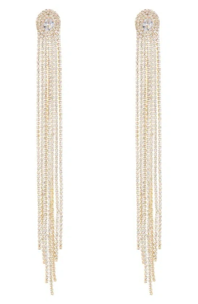 Eye Candy Los Angeles Crystal Fringe Statement Earrings In Gold