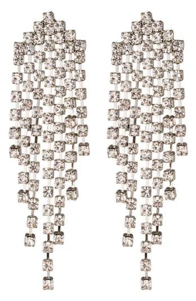 Eye Candy Los Angeles Crystal Fringe Statement Earrings In Metallic