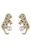 Eye Candy Los Angeles Cubic Zirconia Baby Leopard Stud Earrings In Gold