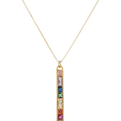 Eye Candy Los Angeles Cubic Zirconia Chakra Pendant Necklace In Gold