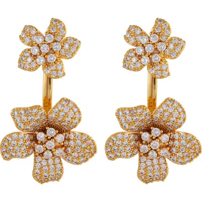 Eye Candy Los Angeles Cubic Zirconia Rose Drop Earrings In Gold