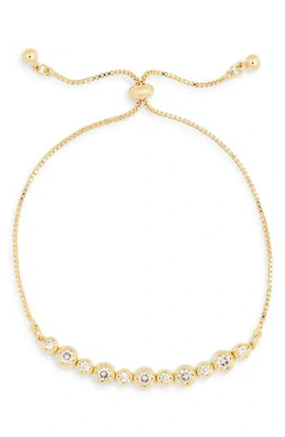 Eye Candy Los Angeles Cz Bead Adjustable Bracelet In Gold