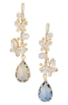 Eye Candy Los Angeles Cz Butterfly Drop Earrings In Multi