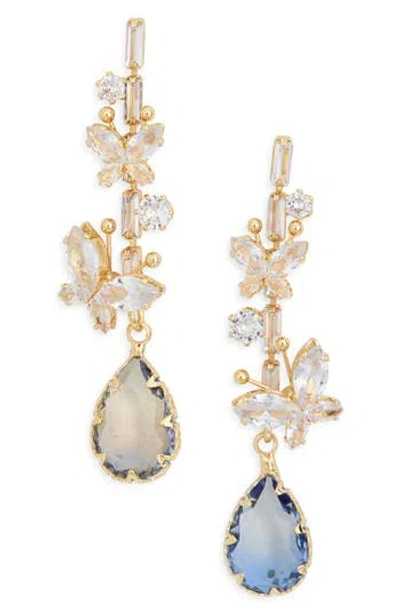 Eye Candy Los Angeles Cz Butterfly Drop Earrings In Multi