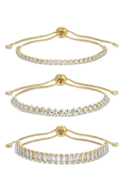 Eye Candy Los Angeles Cz Chain Bracelet Set Of 3 In Gold