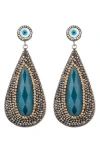 Eye Candy Los Angeles Cz Evil Eye Drop Earrings In Silver