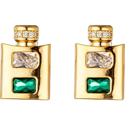 Eye Candy Los Angeles Cz Flask Stud Earrings In Gold