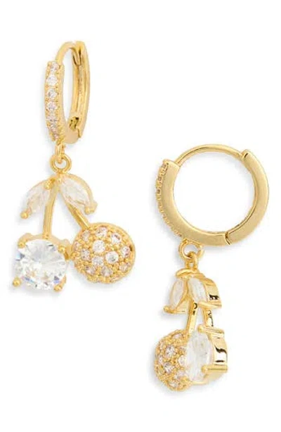 Eye Candy Los Angeles Cz Pavè Cherry Drop Huggie Hoop Earrings