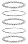 Eye Candy Los Angeles Daniella Set Of 5 Beaded Bracelets In Silver