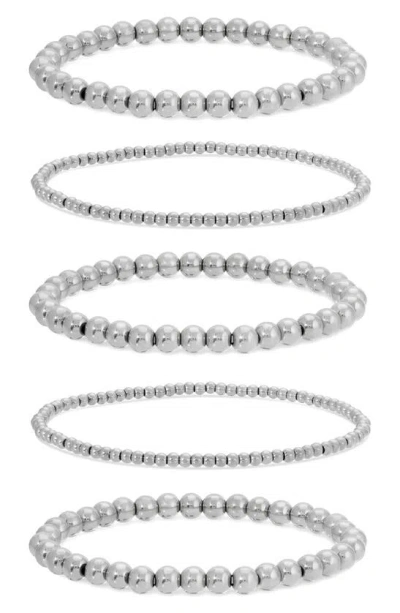 Eye Candy Los Angeles Daniella Set Of 5 Beaded Bracelets In Metallic