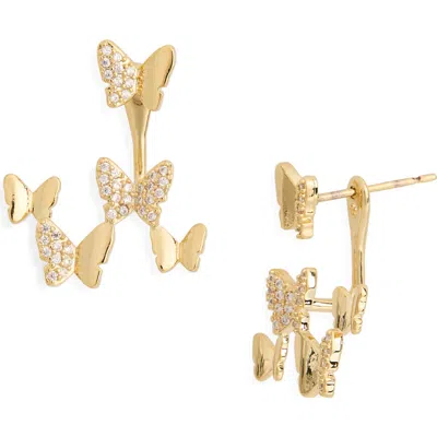 Eye Candy Los Angeles Dara Butterfly Pavé Cz Jacket Earrings In Gold