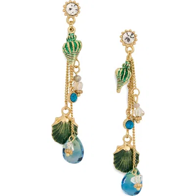 Eye Candy Los Angeles Delia Cz Seashell Charm Dangle Earrings In Gold