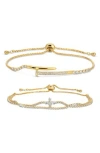 Eye Candy Los Angeles Delilah Cz 2-pack Assorted Slider Bracelets In Gold