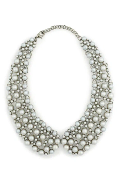 Eye Candy Los Angeles Diana Imitation Pearl Collar Necklace In Grey