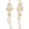 Eye Candy Los Angeles Dina Pearlescent Bead Flower Drop Earrings In Gold