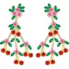 Eye Candy Los Angeles Donya Cherry Cubic Zirconia Drop Earrings In Red