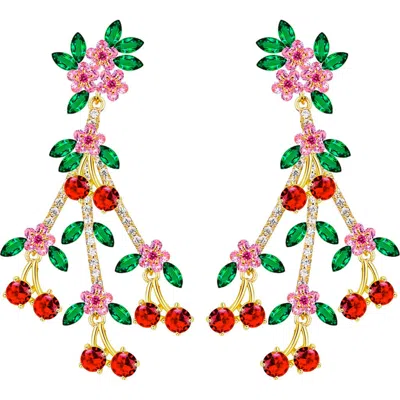 Eye Candy Los Angeles Donya Cherry Cubic Zirconia Drop Earrings In Multi