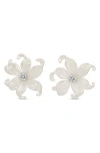 Eye Candy Los Angeles Dotty Pearlescent Flower Cz Earrings In White