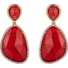 Eye Candy Los Angeles Double Drop Stone Earrings In Red