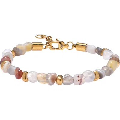 Eye Candy Los Angeles Dylan Agate Beaded Bracelet In Gold