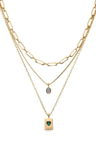 Eye Candy Los Angeles Elena Layered Pendant Necklace In Gold