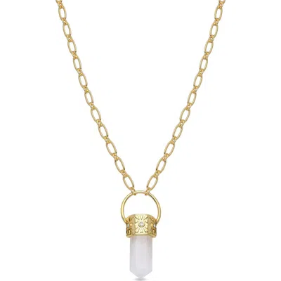 Eye Candy Los Angeles Elina Clear Quartz Pendant Necklace In Gold