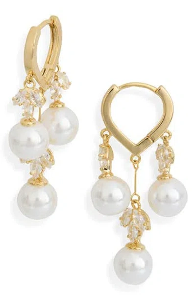 Eye Candy Los Angeles Elise Faux Pearl Huggie Hoop Earrings