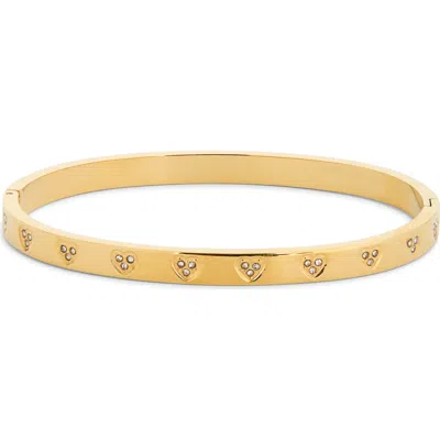 Eye Candy Los Angeles Ella Cz Heart Bangle Bracelet In Gold