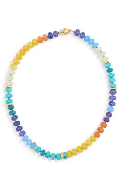 Eye Candy Los Angeles Ella Multicolor Beaded Necklace In Gold